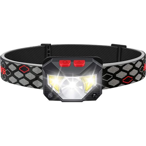 Linterna frontal LED de 200 lúmenes, con sensor de movimiento, resistente al agua y recargable por USB, ideal para acampar y pescar. (1/5)