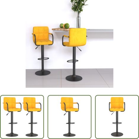 Chaise de bar - Tabourets de bar lot de 2 jaune moutarde velours (1/5)