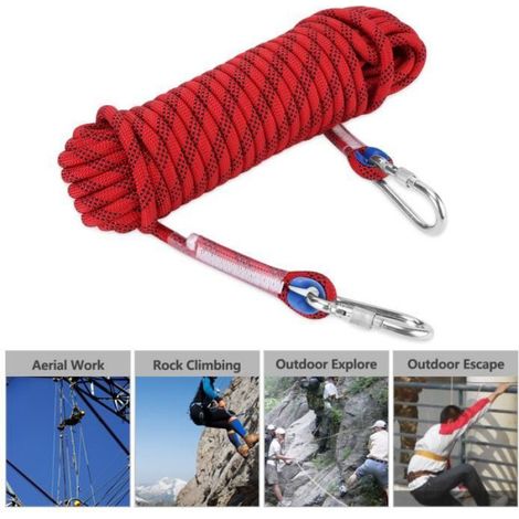 Corde d'Escalade - 20m - Polyester - 12mm - Rouge - 2100 kg de force de traction (1/3)