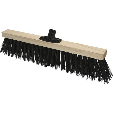 Brosse de balayage industrielle en fibres grossières et support en bois avec griffe en plastique Ø21,3mm (sans manche) (1/5)
