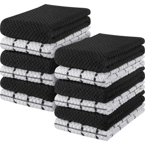 Geschirrtücher – 12er-Set Küchentücher – 38 x 64 cm – 100 % ringgesponnene Baumwolle, besonders weich und saugfähig, zum Geschirrspülen (1/5)
