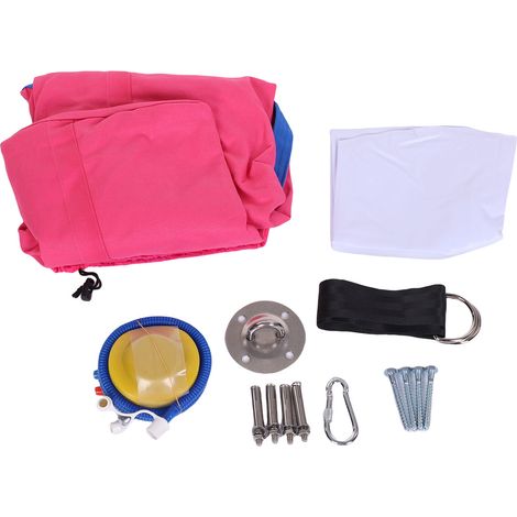 Balancelle pod enfants avec kit suspension – Hamac coussin gonflable intérieur extérieur coton rose (1/4)