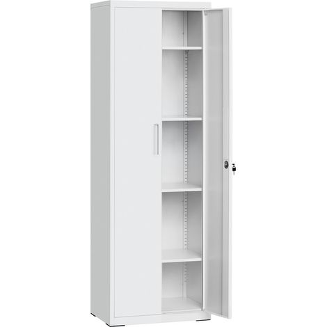 Songmics – Meuble de rangement en acier 40 x 60 x 180 cm – Placard avec 5 étagères réglables – Doubles portes et serrure – Pour garage et bureau – Gris