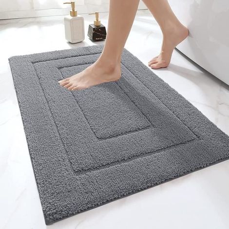 Rutschfeste Badematte aus Mikrofaser, saugfähig, maschinenwaschbar, für Badewanne, 50 x 80 cm, dunkelgrau (1/4)