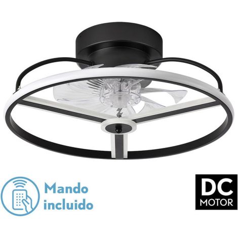 FABRILAMP Ventilator 60w Dc Bora Schwarz 8 Flügel Transp. 18x50x50cm 6 Vel. 3 Farben / Erdbeben, Speicher, Timer und Dimmer 5100lm (1/2)