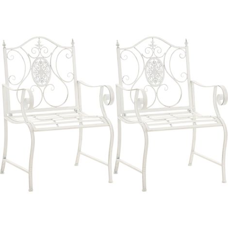Set de 2 sillas de jardín Punjab Blanco antiguo