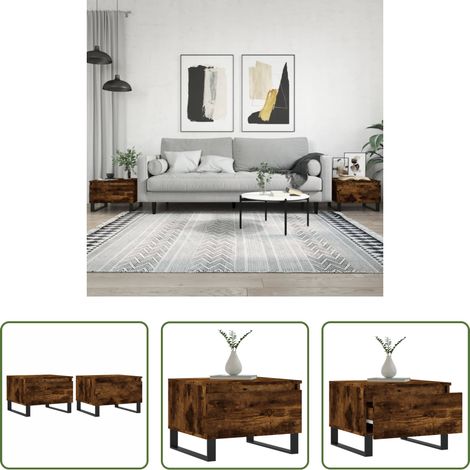 Wohnzimmerbeistelltisch - Couchtische 2 Stk. Räuchereiche 50x46x35 cm Holzwerkstoff (1/5)