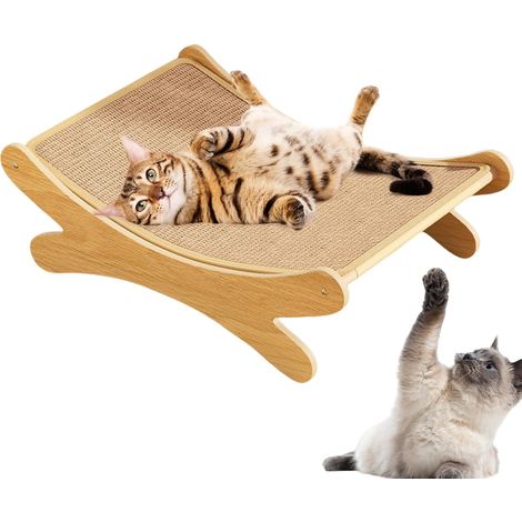 Rascador de madera para gatos de 50x33x16 cm con sisal, tumbona portátil. (1/4)