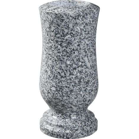 Vase funéraire en granit, 25,5 cm de hauteur, poli, avec trous de drainage (1) (1/5)