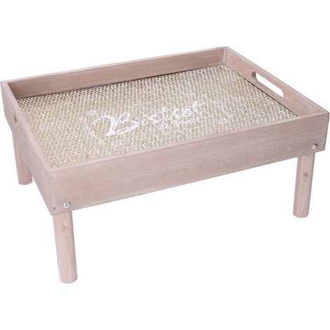 Vassoio Tavolino Rettangolare 40x30xh6/18 cm in Legno Naturale (1/2)