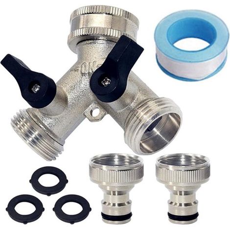Juego de colector de grifo tipo Y de latón de 5 piezas G 3/4” - Plateado (1/5)