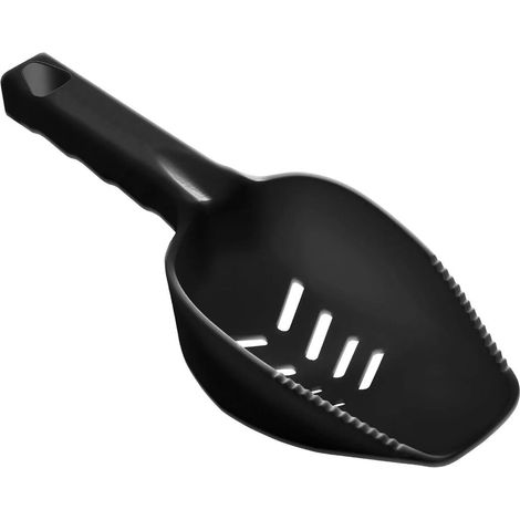 Pelle à glace TOM FOX avec fentes d'égouttage, capacité 240 ml, plastique noir robuste, lavable au lave-vaisselle, fabriquée avec précision pour servir boissons fraîches sans gouttes