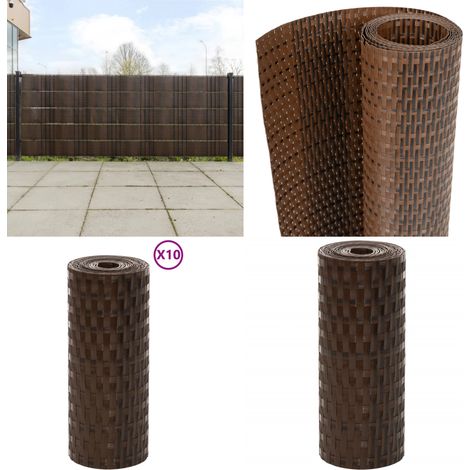 Balkon-Sichtschutze 10 Stk. Braun Schwarz 255x19 cm Poly Rattan - Balkonsichtschutz - Sichtschutz Balkon - Gartenzäune - Privacy Screen - Sonnenschutz - Home & Living (1/5)