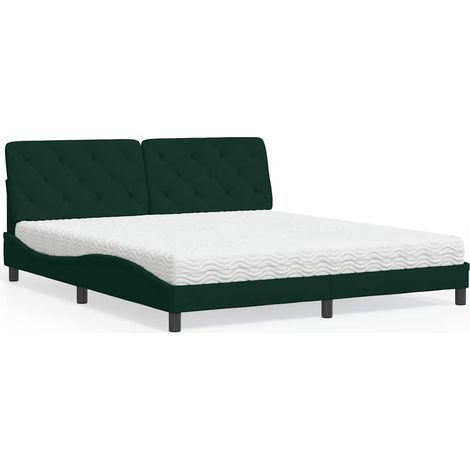 Bett mit Matratze Dunkelgrün 180x200 cm Samt (1/5)