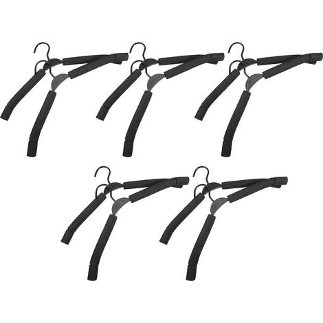Cintres à pantalons en éponge noire pour usage domestique, avec fer et plastique, lot de 20 (1/5)