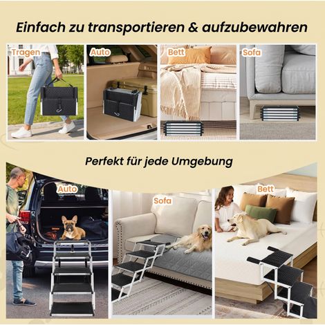 Rampa plegable para perros 86,4x43,2x66 cm de aluminio negro antideslizante FloraGrace (1/5)