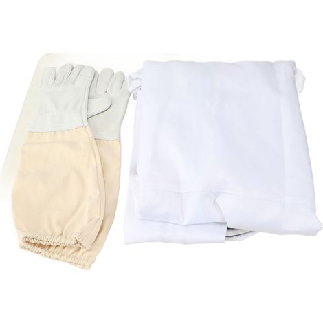 Costume d'apiculteur, tenue d'abeille avec gants en peau de mouton, voile de clôture ventilé, capuche pour hommes et femmes, L (1/2)