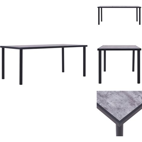 Table à manger Noir et gris béton 200x100x75 cm MDF - Table À Manger - Table Moderne - Table Design - Table Noire - Table En Métal (1/5)