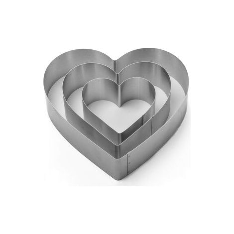 3-teiliges herzförmiges Liebeskeks-Backform-Set, Edelstahl für Kuchen, Kekse, Sandwiches, Valentinstag – Silber (1/5)