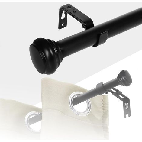 122 213cm Tringle à Rideaux Extensible Métallique Noir Tringle à Rideaux Célibataire Diamètre 25mm avec Supports Réglable pour Chambre Salon Cuisine Bureau (1/5)