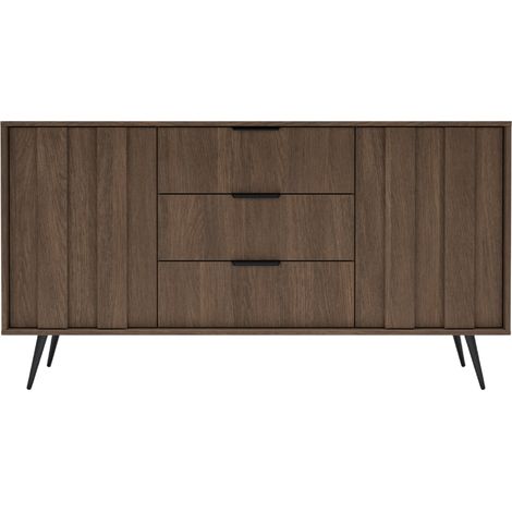 CENOTE - Buffet 153 cm mélaminé Chêne foncé (1/5)