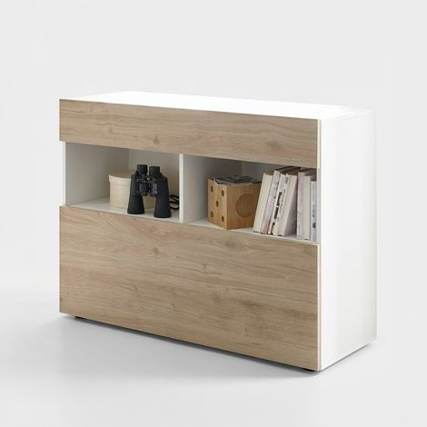 Mobile ingresso moderno credenza con ribalta e cassetto Andy - Rovere