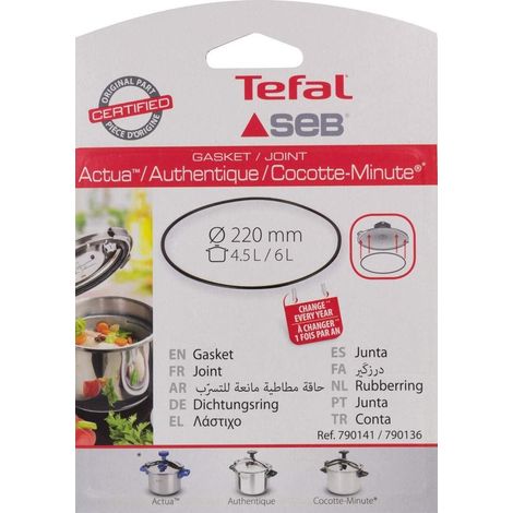 Junta de silicona para olla a presión (4,5 / 6 l ø 220 mm) para Olla a presión SEB 790141