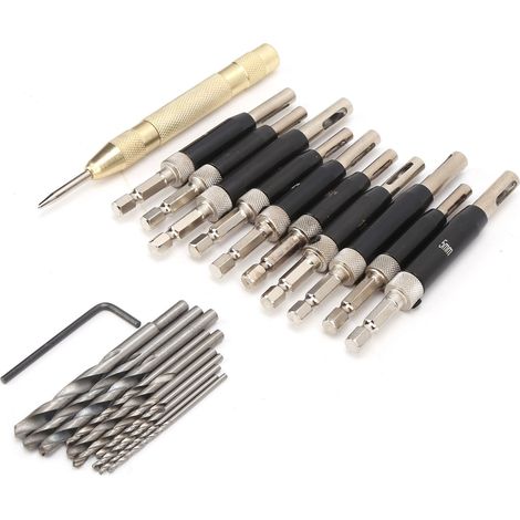 Kit 22 pièces Foret à centrage automatique pour poignées de portes et fenêtres, perceuse à trous de verrouillage, outil de perçage (1/5)
