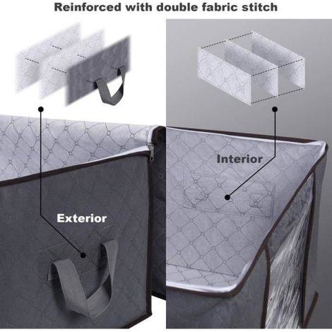 Sac De Rangement Sous Lit - 60 x 40 x 35 cm - Non-Tissé - Poignée Renforcée - Lot De 3 (1/5)