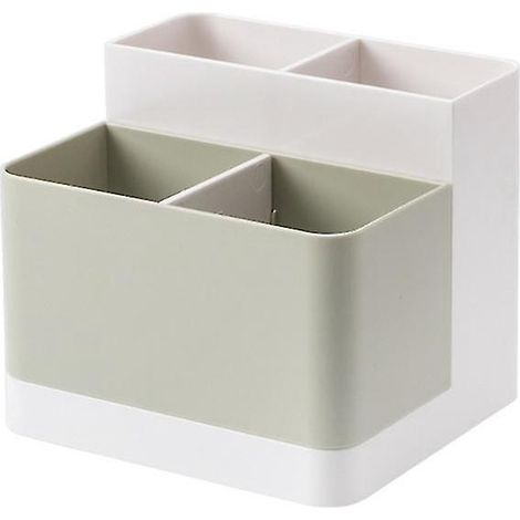 Porte-stylo multifonctionnel à 4 compartiments, organisateur de bureau décoratif vert (1/5)