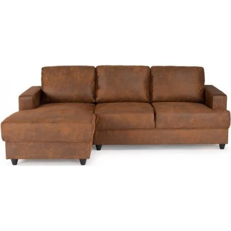PAUL Canapé d'angle gauche 4 places - Tissu Marron vintage - Contemporain - L 215 x P 140 cm - Fabriqué en Ukraine (1/5)