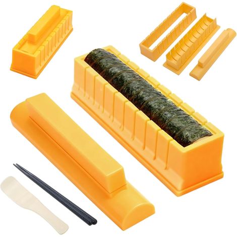 Kit à sushis, kit pour faire ses propres sushis avec moule, baguettes et cuillère, kit simple pour débutants, sushis ronds à la maison (1/5)