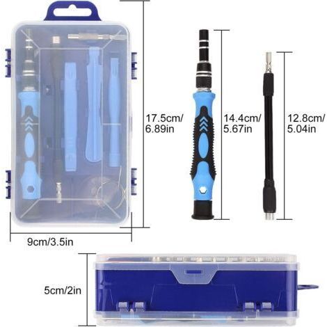 Kit de tournevis magnétique de précision 115 en 1, mini tournevis portables pour le démontage d'ordinateurs portables, de smartphones, de montres, de lunettes et d'ordinateurs (bleu) (1/4)