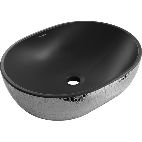 Mexen Viki Aufsatzwaschbecken 48 x 35 cm, schwarz matt/Silber Schuppenmuster - 21054872 (1/5)