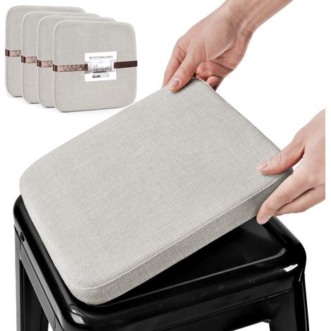 coussin magnétique en lin pour tabouret de bar, antidérapant, respirant, petit coussin de siège pour café, bistrot, tabouret en métal empilable (carré, gris clair, 4) (1/5)