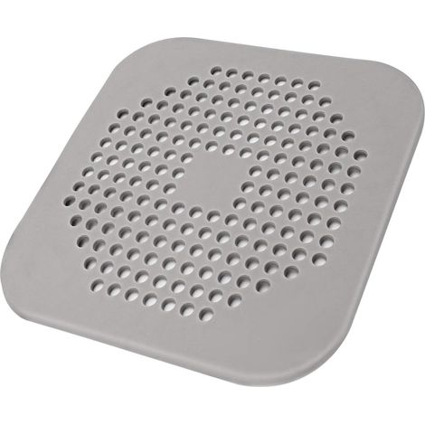 Couvercle de bonde carré pour douche 5,7 pouces en TPR, attrape-cheveux, bouchon plat en silicone pour salle de bain et cuisine, gris/blanc, filtre, protection de bonde de douche, crépine plate avec v (1/5)