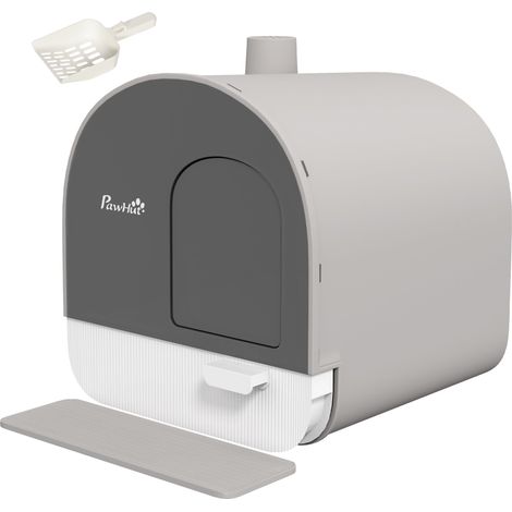 Lettiera per Gatti Chiusa con Filtri 43x44x47 cm Paletta e Vassoio in PP Grigio (1/5)