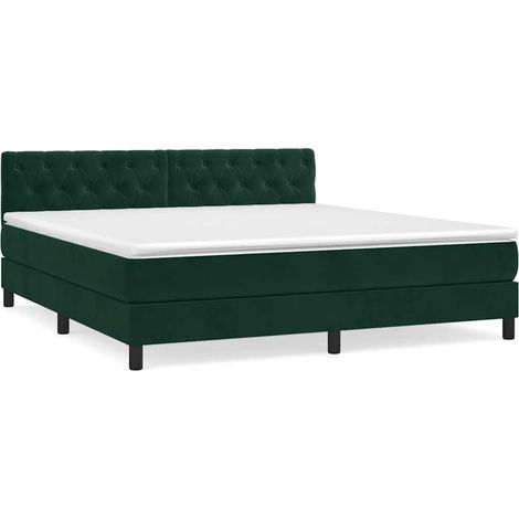Maison Exclusive - Giroletto a Molle con Materasso Verde Scuro 160x200 cm Velluto (1/5)