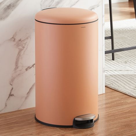 CASABEL Poubelle Cuisine Ronde 50L, Acier Inoxydable, Terracotta (1/5)