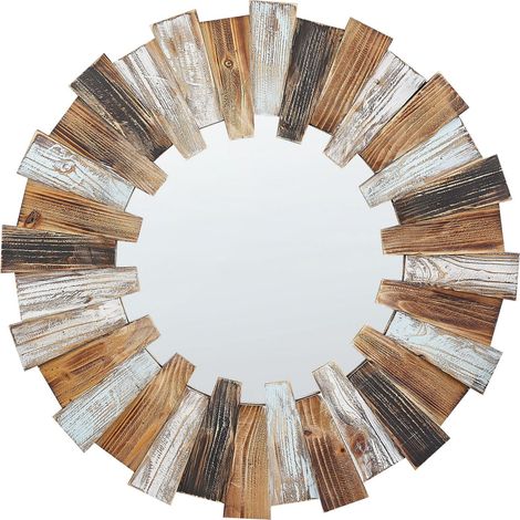 Specchio decorativo parete moderno rotondo 66 cm mano legno chiaro Ecatepec
