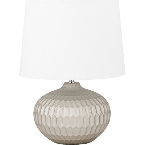 Lámpara de mesa de cerámica dorada con pantalla blanca 51 cm con motivos lámpara de noche glamour Pirita