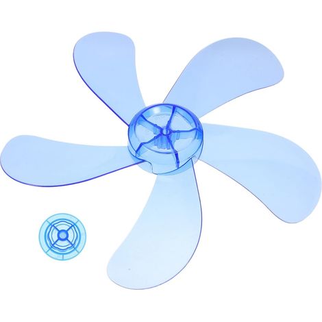 Pales de ventilateur en plastique bleu 40 cm 5 feuilles avec cache-écrou, design décoratif, accessoires pour ventilateurs de table et sur pied, usage intérieur et extérieur (1/5)