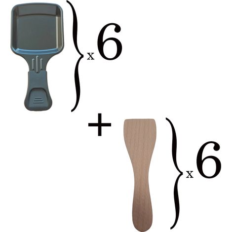 Ersatzteil - Set aus 6 Raclette-Pfännchen und 6 Holzspateln - - TEFAL, MOULINEX