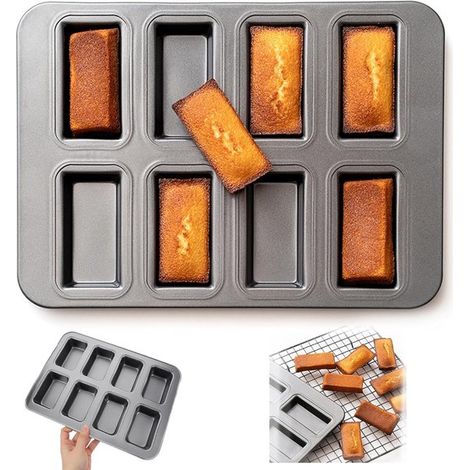 Mini-Kuchenform – 8-fach-Financierform aus Metall – 25,5 x 20 cm – Antihaftbeschichtung – Kuchenform aus lebensmittelechtem Kohlenstoffstahl (1/5)