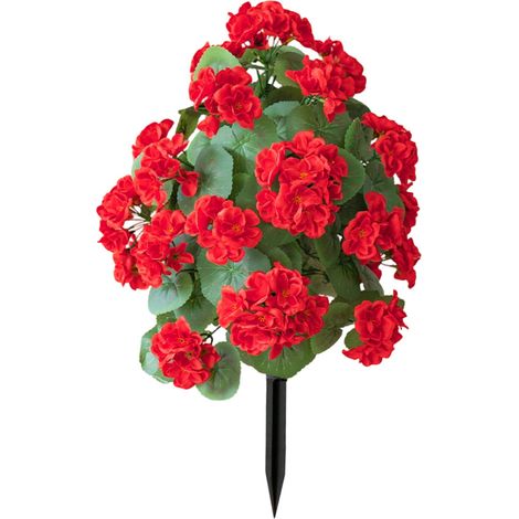 Flor de begonia artificial con estaca, planta verde en rojo