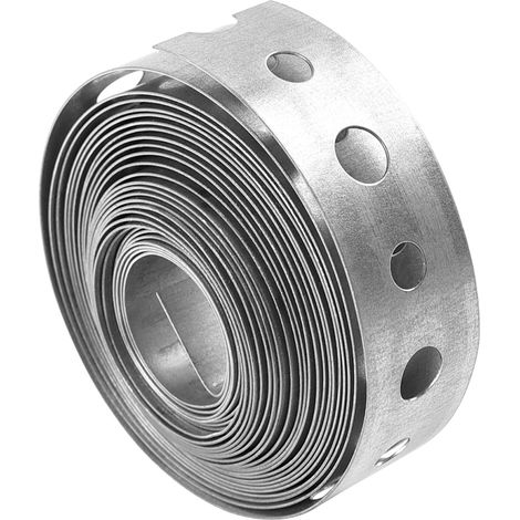rouleau de sangle de fixation en acier galvanisé de 1,9 cm x 3 m avec trous perforés, supports de clôture, attaches de fixation et support de tuyau à suspendre avec trous (1/5)