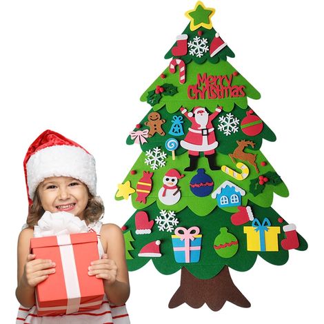 Kit para armar un árbol de Navidad de fieltro con adornos desmontables, ideal para decorar la pared.