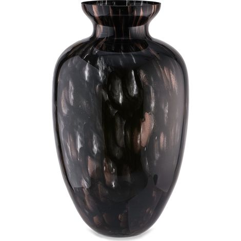 "Vaso artigianale nero e ambra REINESSANCE in vetro di Murano" (1/2)