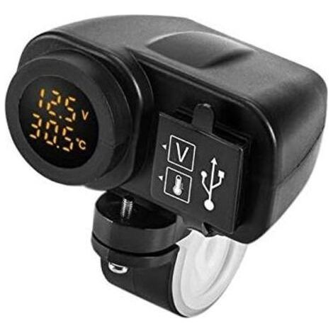 Chargeur USB pour moto 12 V 5 V pour chargeur moto 2,1 A 12 V avec affichage LED voltmètre thermomètre (1/5)