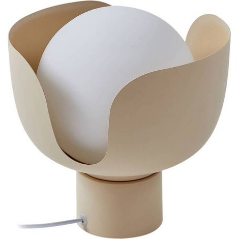 [GEBRAUCHT] Lindby Tischleuchte Fiora Nachttischlampe Tischlampe Beige Glas Metall ø 20 Cm  B-Ware